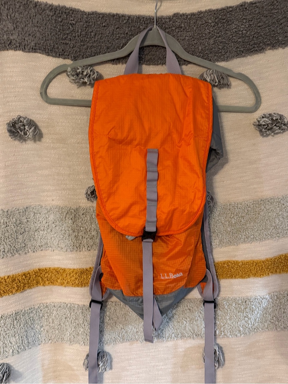 L.L. Bean Bright Orange Backpack with Gray Accents